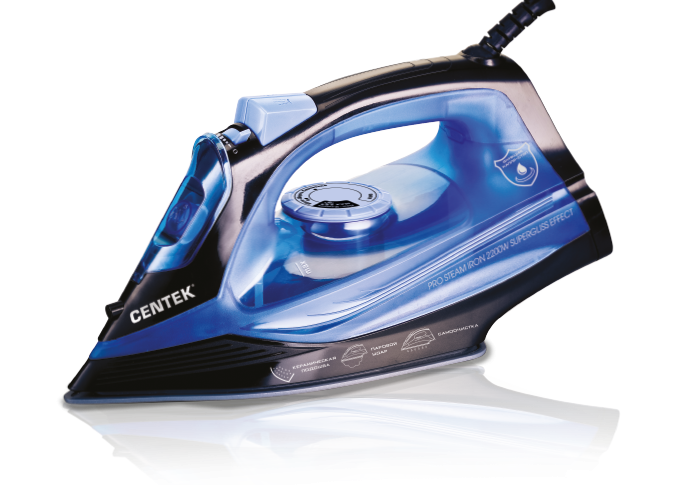 Утюг с отпар. 2200Вт Centek СТ-2351 Blue керамич. подошва, верт. отпарив, паровой удар 130г/мин *1/6