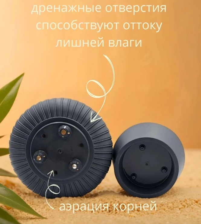 Кашпо пластм. "Бекер" 2,8л d верха 175мм h 195мм с поддоном Антрацит 5 0735 PL *1/8