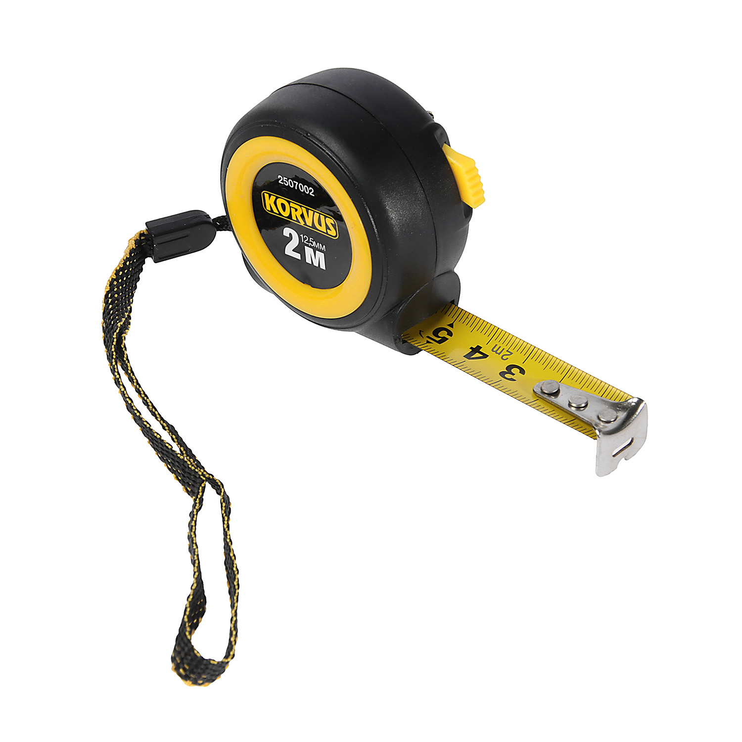 Рулетка  2м х16мм пластиковый корпус стальная лента автостоп арт.2507002 KORVUS *1/12/240