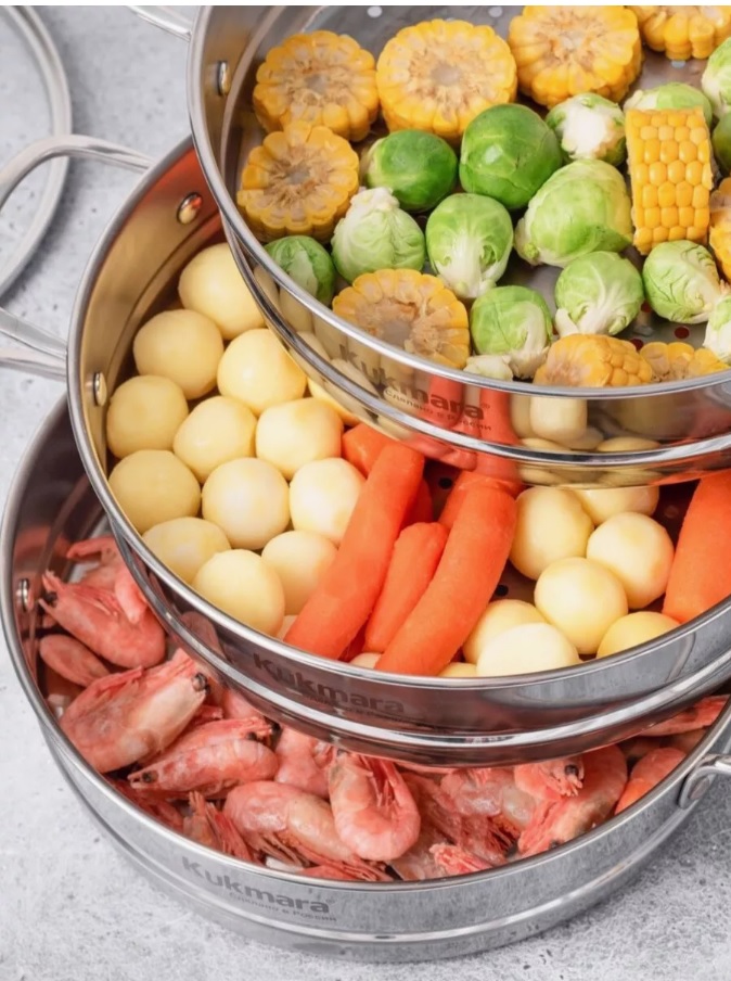 Мантоварка-пароварка нерж. 3-х ярусная, 6,0л, d260мм,выс.290мм д/Индукции STM602603G "Kukmara" *1/2