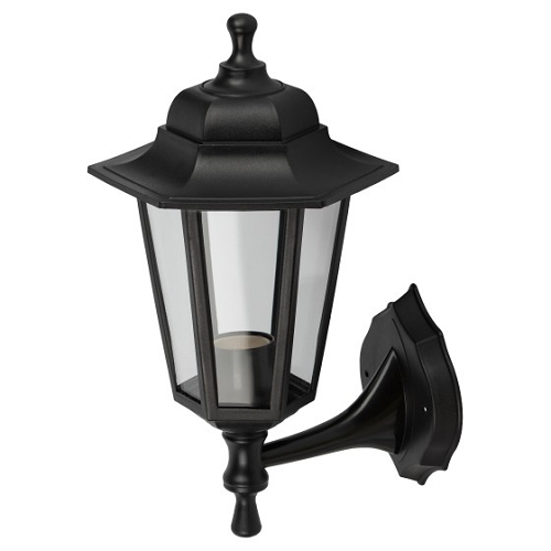 Светильник садово-парковый НБУ "Леда1" Е27 шестигранный настенный черный ЭРА Б0048114 *1/8