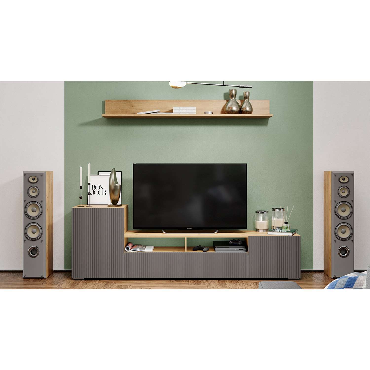 Гостиная Сильвия 1931*349*612 мм тип 2 НМ для общей комнаты Дуб Крафт золотой, Графит матовый*1