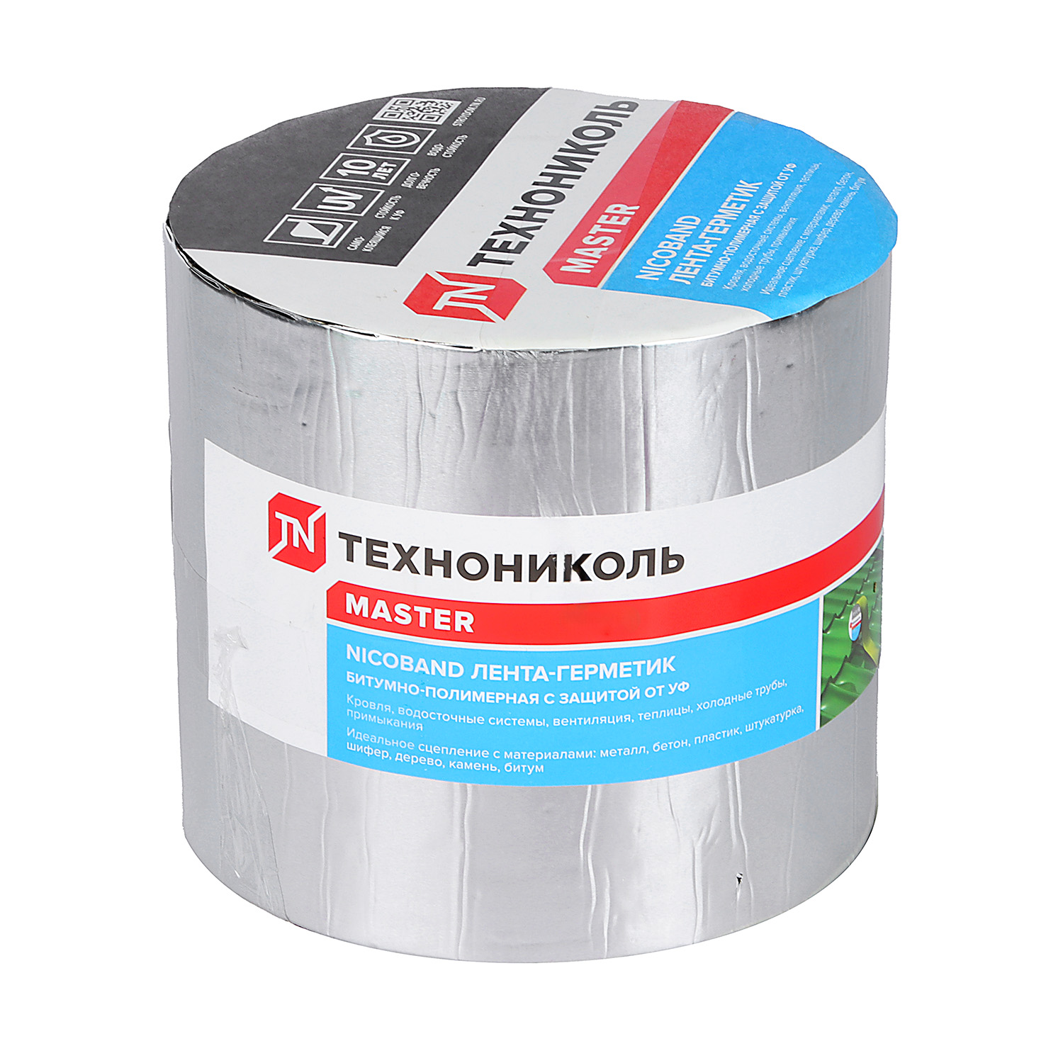 Лента-герметик 10х0.15 м ТехноНиколь Master Nicoband, серебристый Лента-герметик 10х0.15 м ТехноНиколь Master Nicoband, серебристый