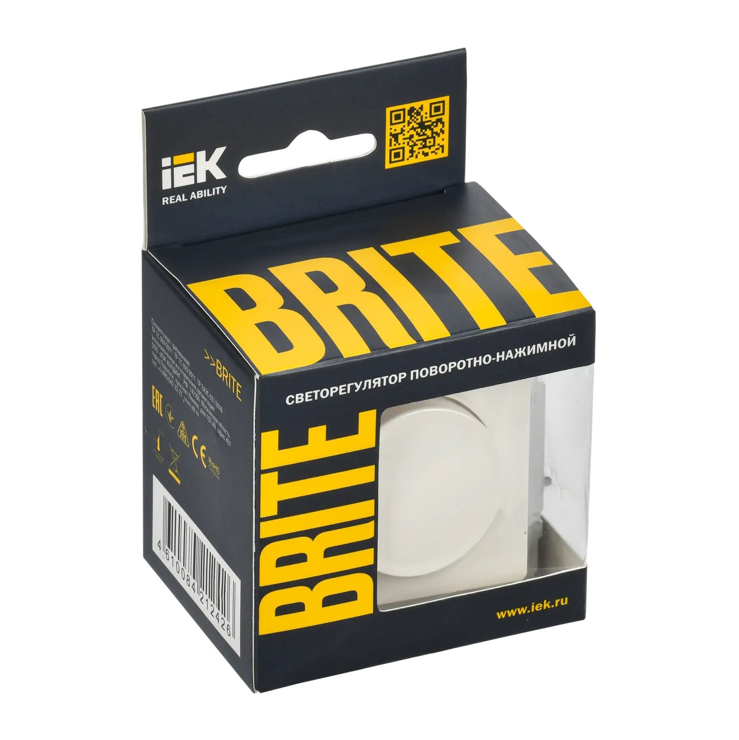 Светорегулятор "BRITE" белый 600Вт поворотно-нажимной IEK BR-D20-0600-K01  *1/8/80
