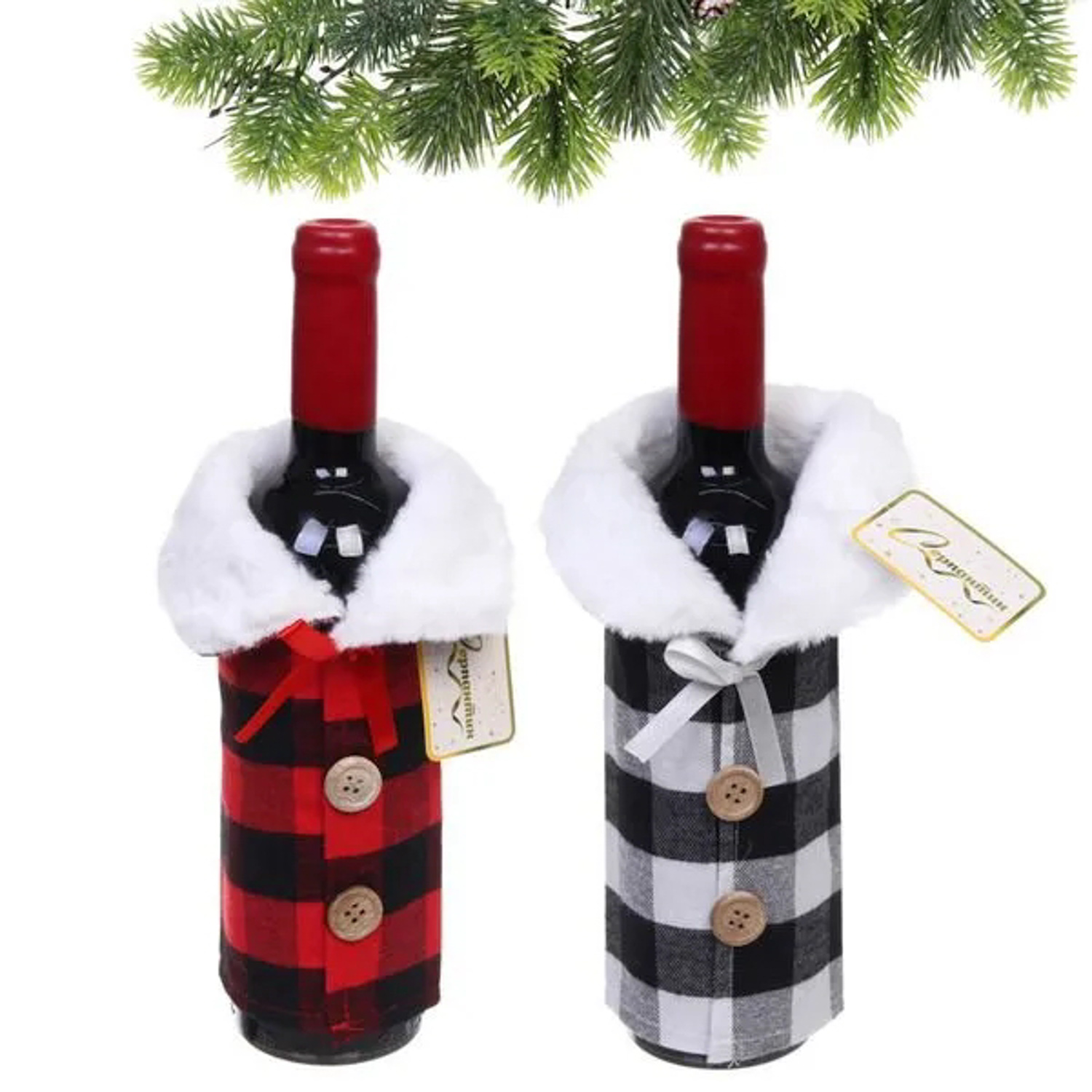 Украшение на бутылку Серпантин «Клетчатый наряд», 15х20 см