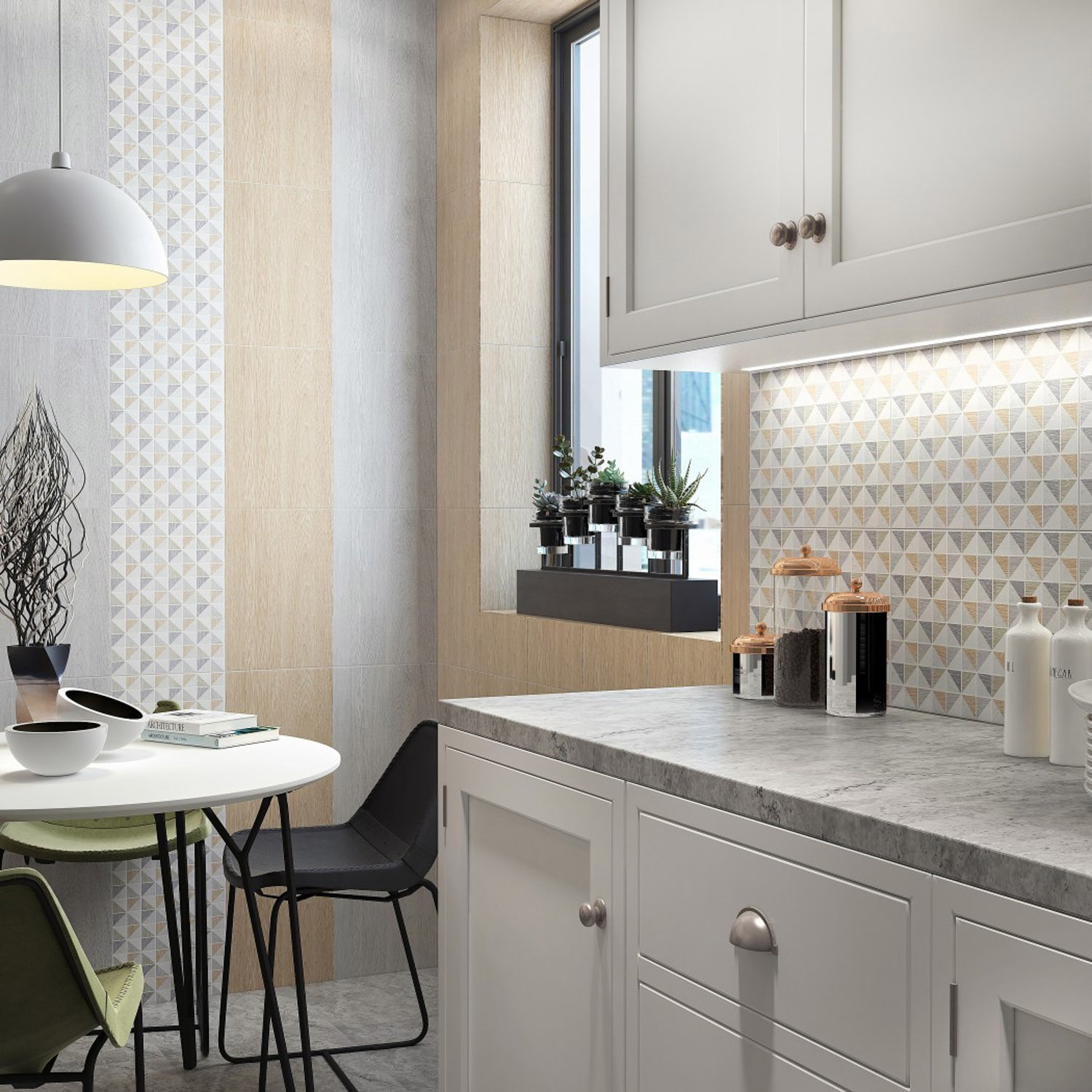 Плитка 40х27.5 см настенная 1.65 м² Керамин Киото, серый, геометрия