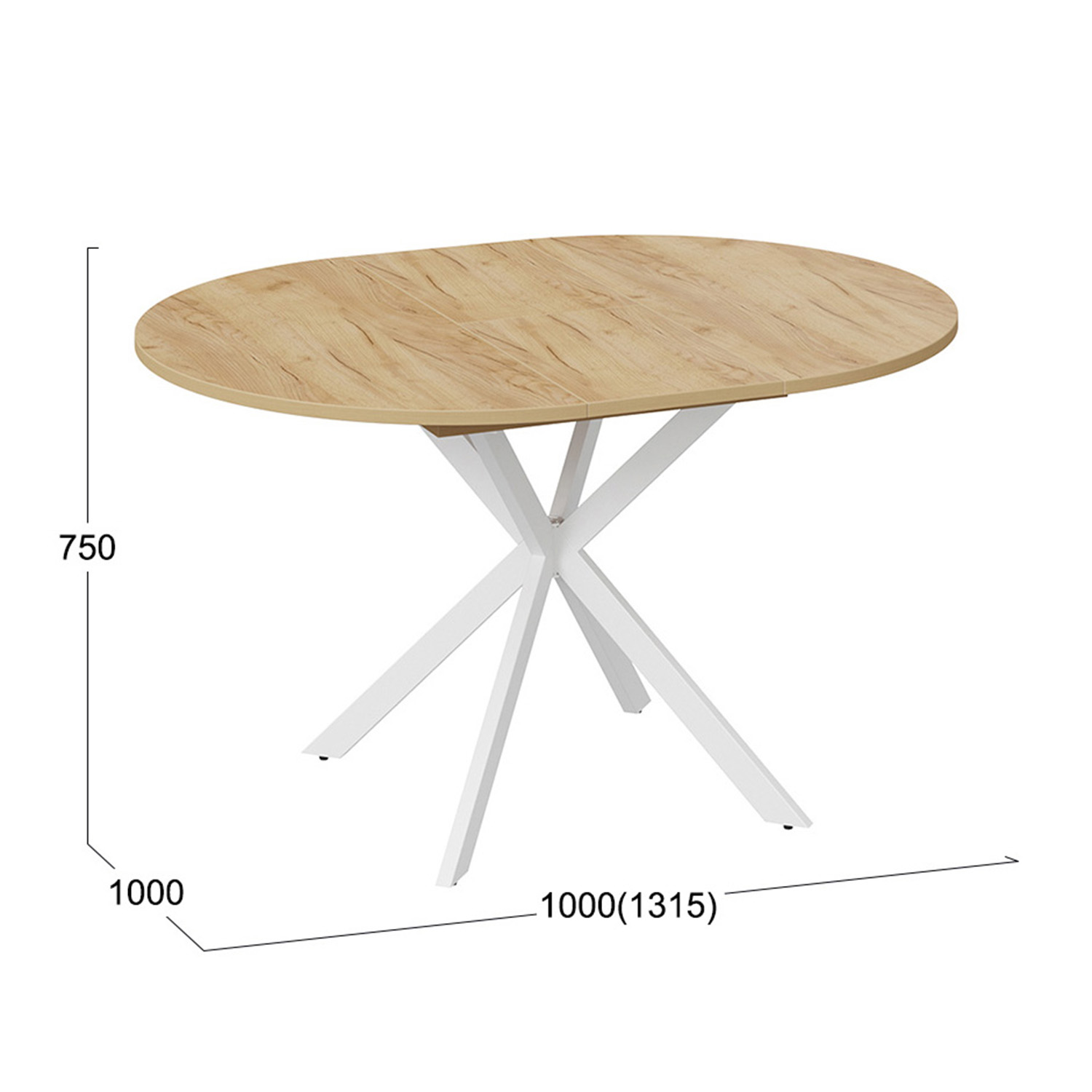 Стол обеденный круглый раздв.Мэдисон d1000(+315)мм h750мм Дуб крафт золотой/белый муар ТриЯ*1