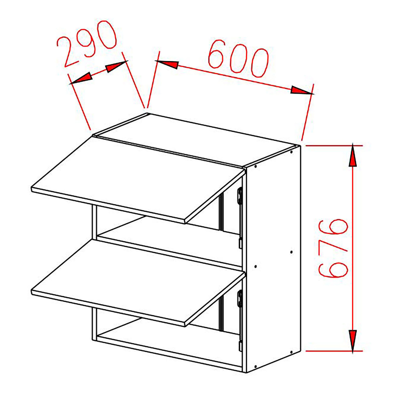 Шкаф навесной 600х676х290 мм BROZEX-WOOD Melissa Горизонт, с двумя дверцами, белый