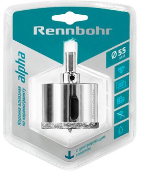 Коронка по керамограниту 30мм алмазная центрирующее сверло (676230) Rennbohr *1/10/120