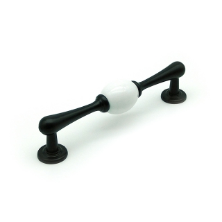 Ручка-скоба 128мм черная с белой керамической вставкой 1263-128 Соллер *1/30