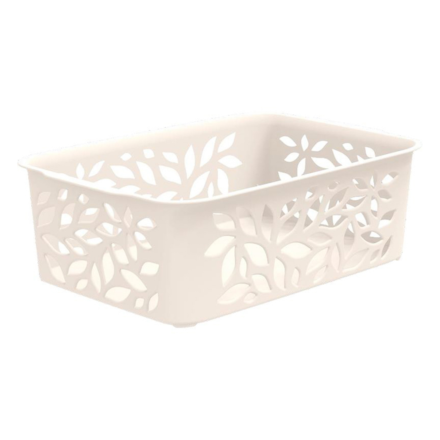Корзина для хранения пластм. "Leaves" 184х127х62мм 1,2л Молочный арт.446 ("Полимербыт") *1/14 Корзина для хранения пластм. "Leaves" 184х127х62мм 1,2л Молочный арт.446 ("Полимербыт") *1/14