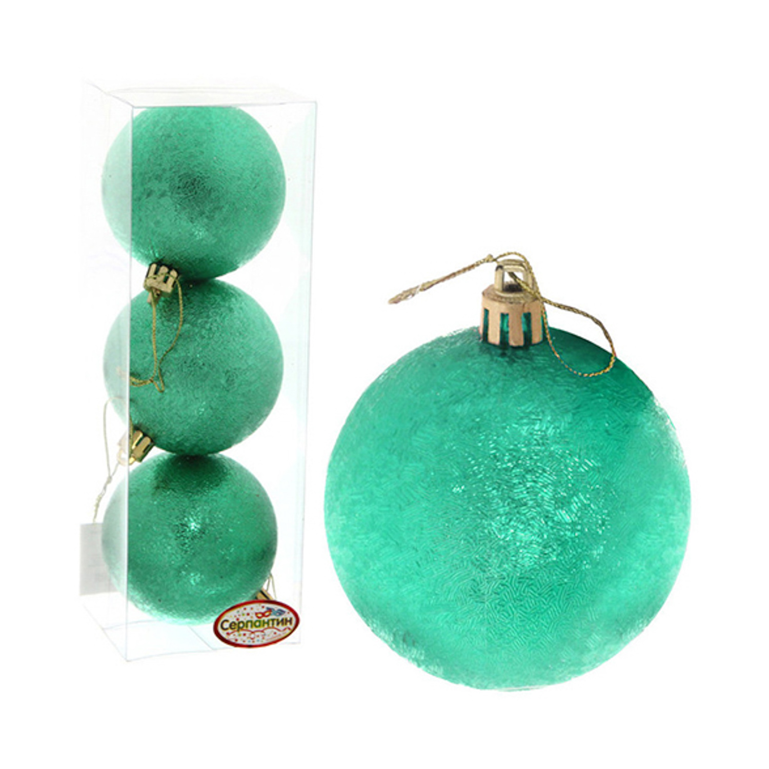 Новогодние шары "Мягкий блеск" 7см (набор 3шт.), зеленый Новогодние шары "Мягкий блеск" 7см (набор 3шт.), зеленый