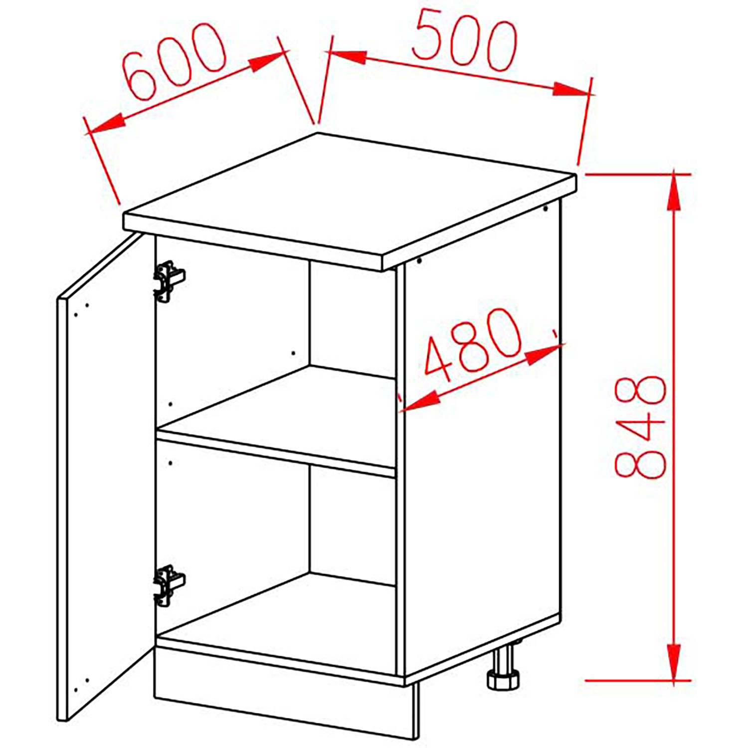 Шкаф напольный 500х850х480 мм BROZEX-WOOD Next, с дверцей, графит