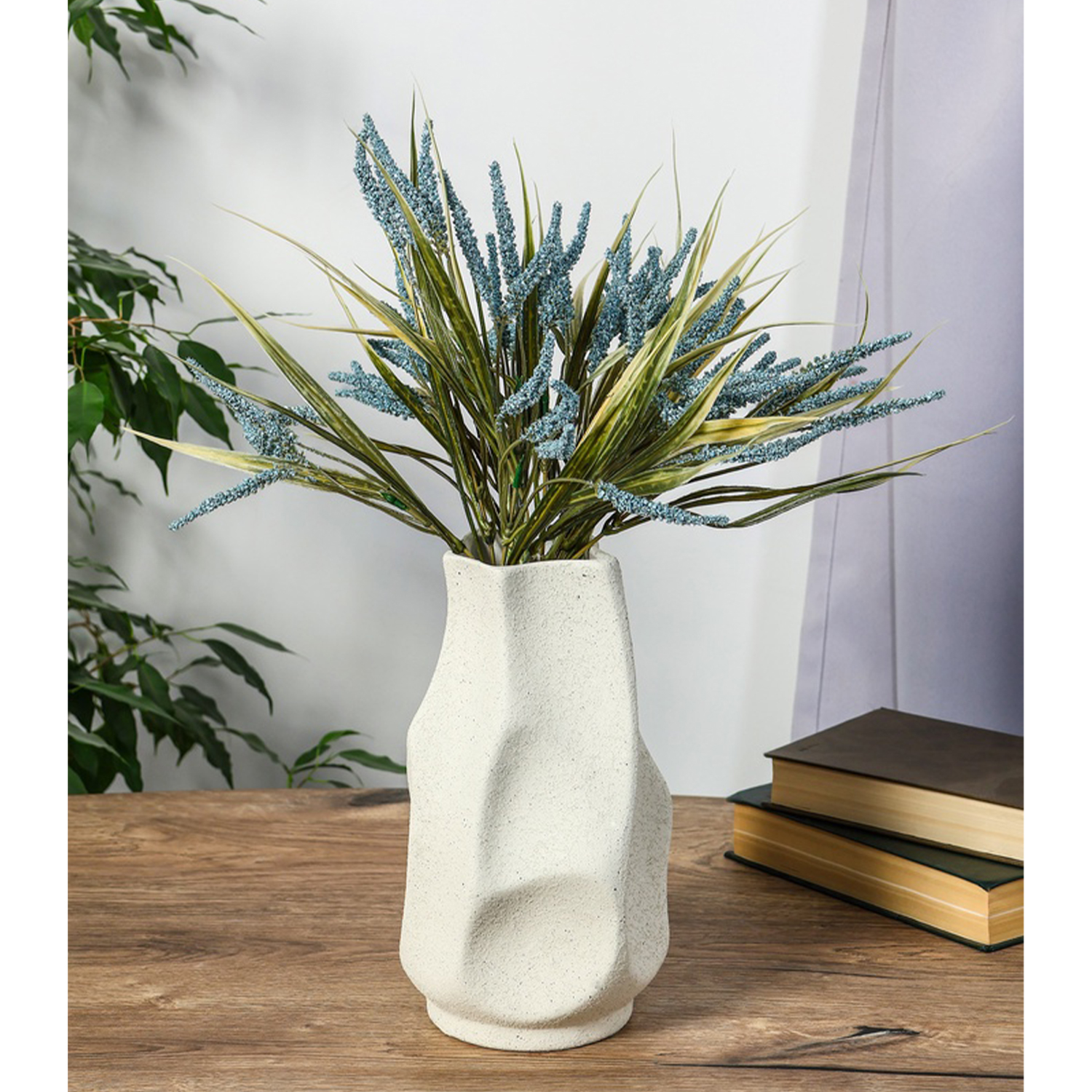 Ваза «Бэрри», геометрия, 24×14 см, d=9 см, керамика, белая