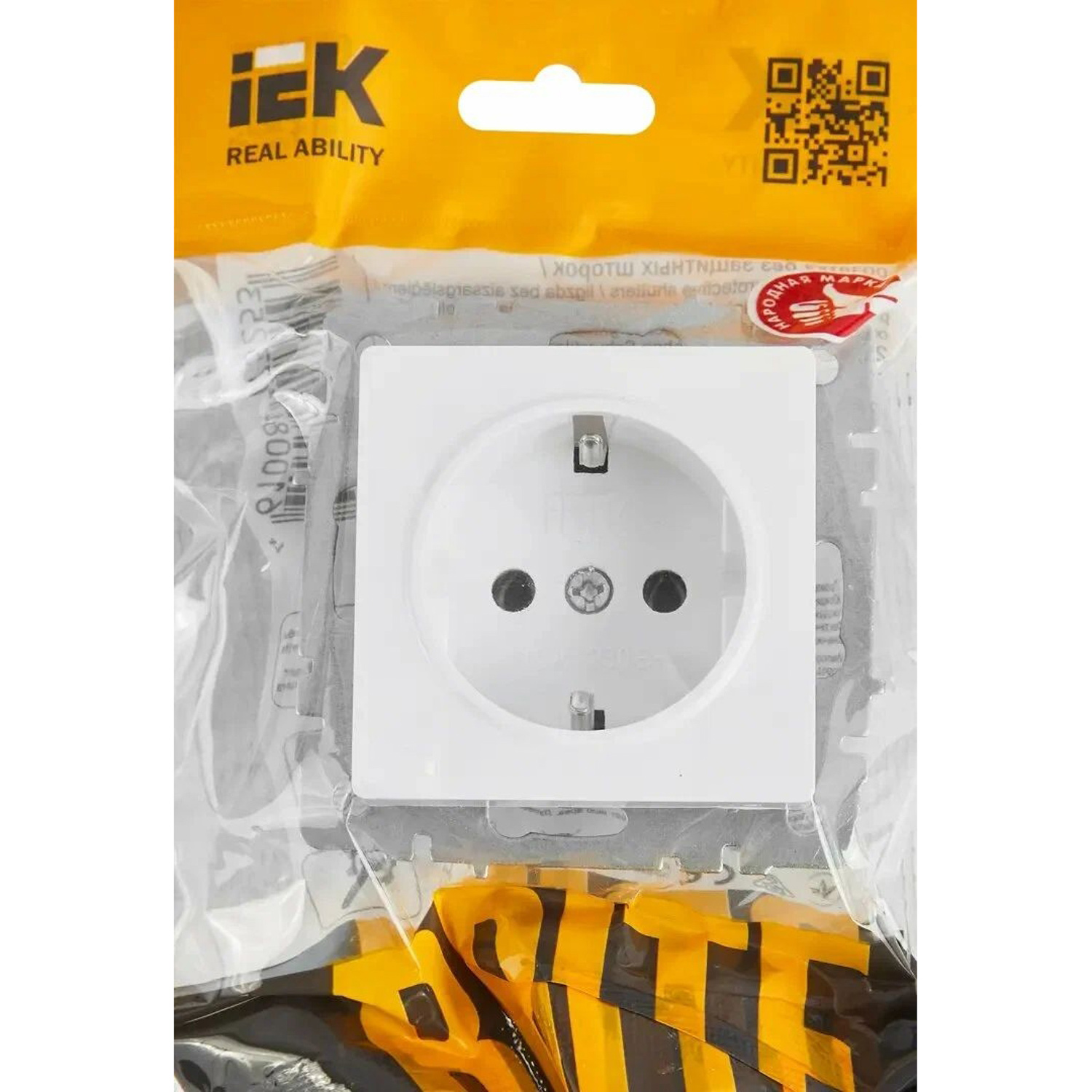 Механизм розетки "BRITE" 1-мест. белая с заземлением 16 А IEK BR-R11-16-K01-F *10/100