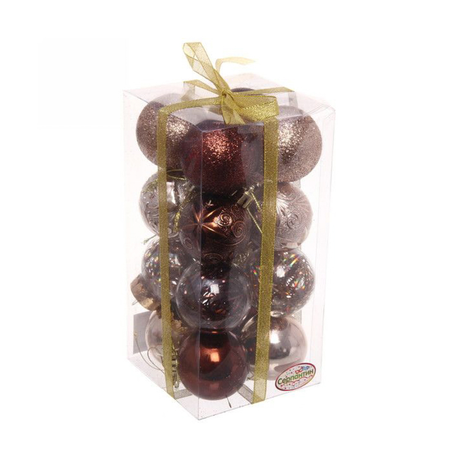 Набор шаров "Волшебный вальс" 5 см (16 предметов), шампань/шоколад