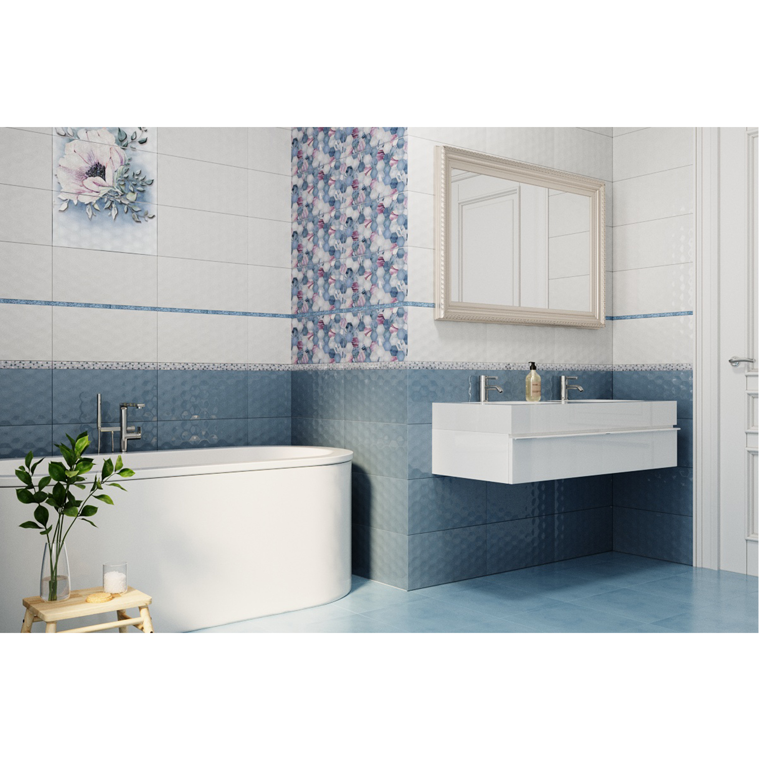 Плитка 50х25 см настенная 1.25 м² Axima Ницца, синий