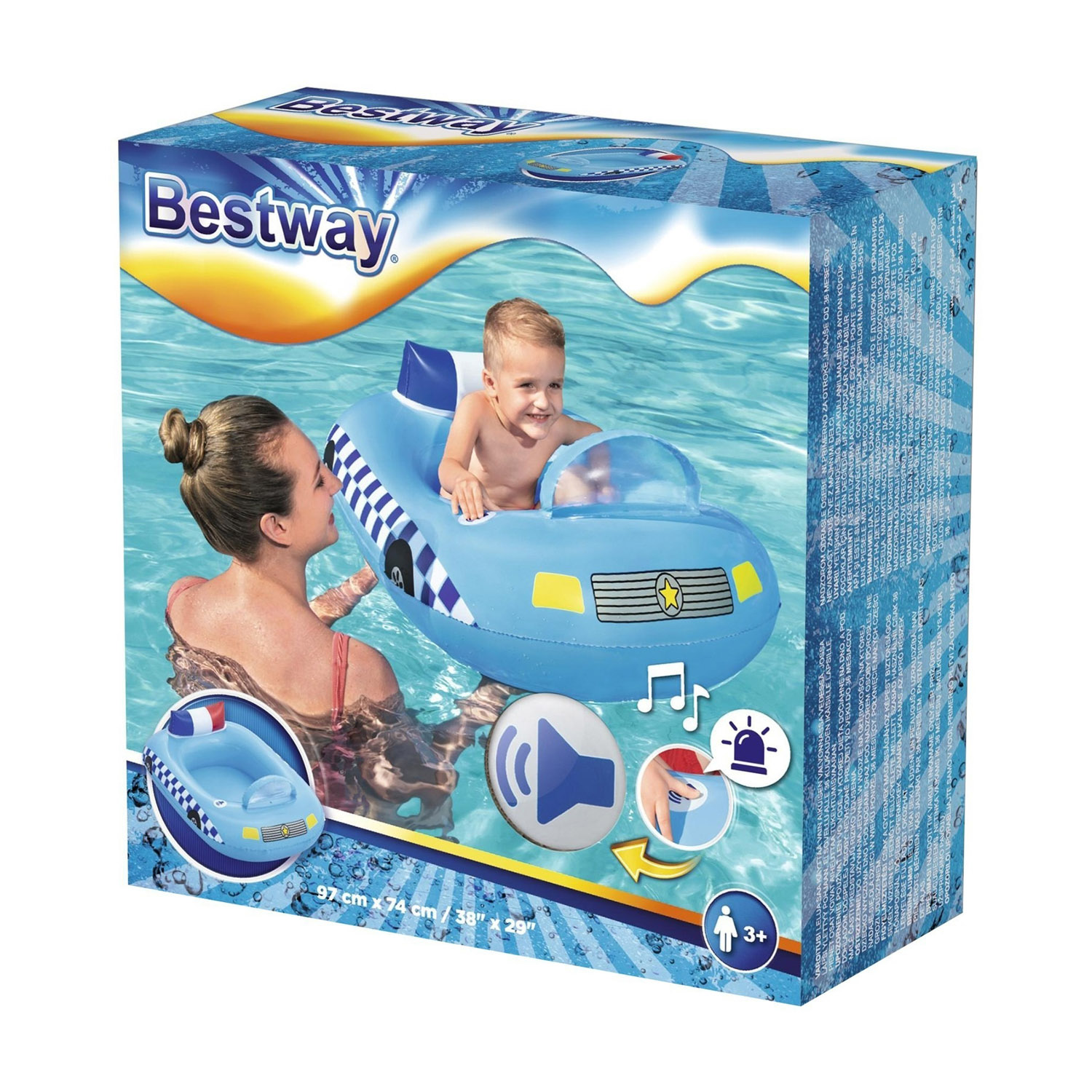 Лодочка надувная Funspeakers Police Car Baby Boat 97 x 74 см, со встроен. динамиком 34153   7434368