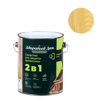 Защитно-декоративное покрытие 2.7 л для древесины Здоровый Дом 2 в 1, дуб