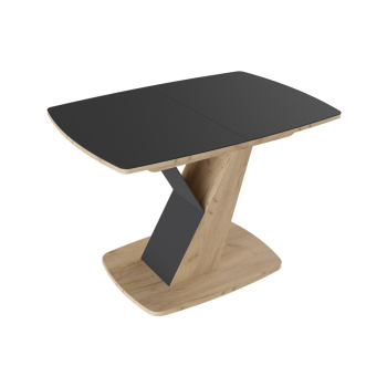 Стол обеденный прямоугольный раздв. Гарда Тип1 1100(+315)*790*760мм Дуб Крафт зол/стекло графит*1