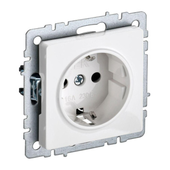 Механизм розетки "BRITE" 1-мест. белая с заземлением 16 А IEK BR-R11-16-K01-F  *10/100