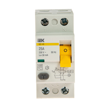 Выключатель дифференциальный с УЗО IEK, 2 полюса, 25 А, 30 мА, тип AC