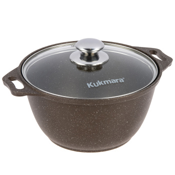 Кастрюля алюм. литая а/приг. Kukmara "Marble Induction" Мрам.коф. 3,0л Ст.кр. кмки32а *1/3