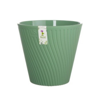 Кашпо пластм. "Луи" 1,2л d верха 140мм h129мм со вставкой Зеленый AML-1,2-08 ("VipSet") *1/30