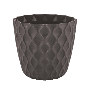 Кашпо пластм. "Wave"  2,5л d верха 175мм h160мм с поддоном Горький шоколад IG650210011 *1/12