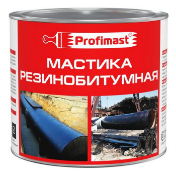 Мастика битумно-резиновая 2 л Profimast, гидроизоляционная