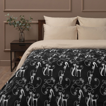 Плед 150*200см фланель мур-мур черно-белый TF FN F154 a1520 Absolute *1 акция