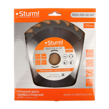 Диск пильный 200*32,0мм 24 зубьев по дереву (9020-200-32-24Т) Sturm *1/10/40 Диск пильный 200*32,0мм 24 зубьев по дереву (9020-200-32-24Т) Sturm *1/10/40