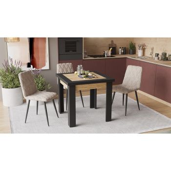 Стол обеденный прямоугольный раздв.Хьюстон Тип3 790(+690)*790*760мм Черный, Дуб Крафт золотой*1