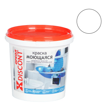 Краска латексная для стен и потолков 1,5 кг Дисконт Ореол моющаяся *1/6/336