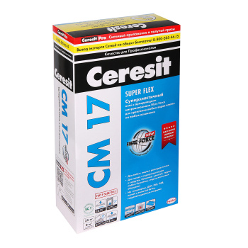 Клей для плитки Церезит СМ 17 Супер Флекс, эластичный, 25 кг Клей для плитки Церезит СМ 17 Супер Флекс, эластичный, 25 кг