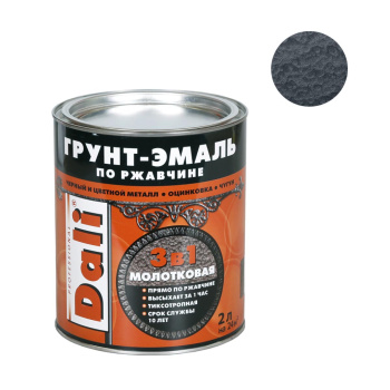 Грунт-эмаль 0.75 л по ржавчине DALI, черная, с молотковым эффектом