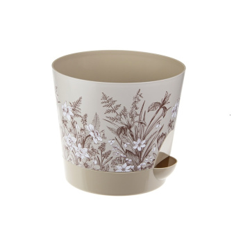 Кашпо пластм. "Ника Деко" 1,6л d верха 150мм h135мм с поддоном, прикорн.полив "Нарциссы" М3077*1/24