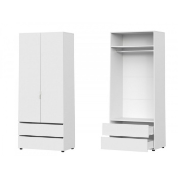 Шкаф двухстворчатый с двумя ящиками "Токио" Белый текстурный*1