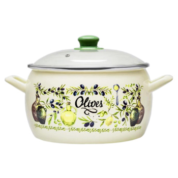 Кастрюля стальн. эмалир. "Олива" 2,2л d160мм Стекл.кр. 2821 ("МЕТРОТ" Сербия) *1/6