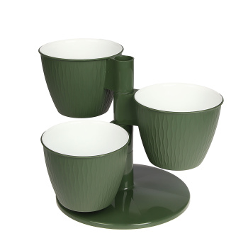 Кашпо-"Каскад" 3-х местная пластм. "Пирамида"  d верха 125мм h100мм со вставками Нефрит *1/10