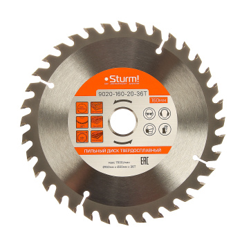 Диск пильный 160*20,0мм 36 зубьев по дереву (9020-160х20х36Т) Sturm *1/50 Диск пильный 160*20,0мм 36 зубьев по дереву (9020-160х20х36Т) Sturm *1/50