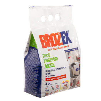 Шпаклевка гипсовая 4 кг BROZEX Гросс Универсал WR 64 Шпаклевка гипсовая 4 кг BROZEX Гросс Универсал WR 64