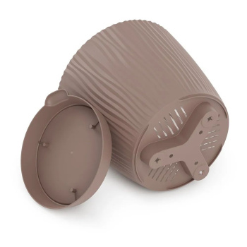 Кашпо пластм. "Флис" 1,2л d верха 135мм h125мм с поддоном, прикорн.полив Какао М8438 *1/24