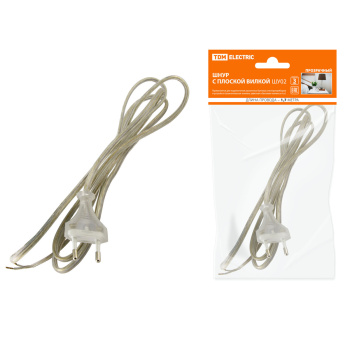 Шнур с вилкой ШУ02 ШВВП 2х0,75мм2 1,7м прозр. TDM SQ1305-0014 *1/80