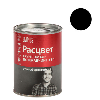 Грунт-эмаль 0.9 кг по ржавчине Расцвет, черная
