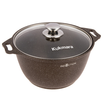 Кастрюля алюм. литая а/приг. Kukmara "Marble Induction" Мрам.коф. 4,0л Ст.кр. кмки42а *1/3