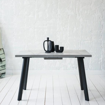 Стол обеденный прямоугольный раздв.РИНО 1200(+400)мм*800мм КАСПИЙ светлый+опора черный *1