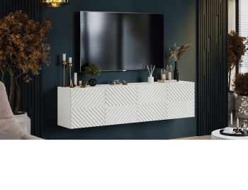 Тумба под ТВ 1602*308*400 Тип1 Белый/Холст Белый Танго ТриЯ*1