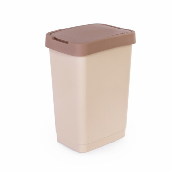 Контейнер д/мусора пластм. с откидной+"плавающей" крышкой 25л Бежевый М8972 ЗПИ "Альтернатива" *1/3