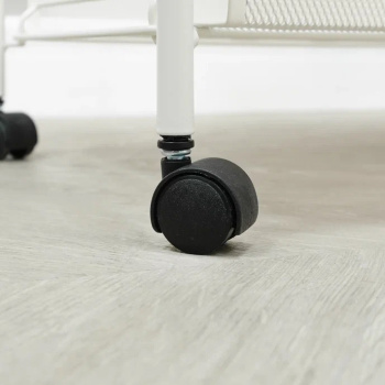 Этажерка металл. "Ладья34КС" 4-х ур.: 3 корз.+Полка, в.0,88м,ш.0,45,гл.0,3м, на кол. Белая Э357Б *1